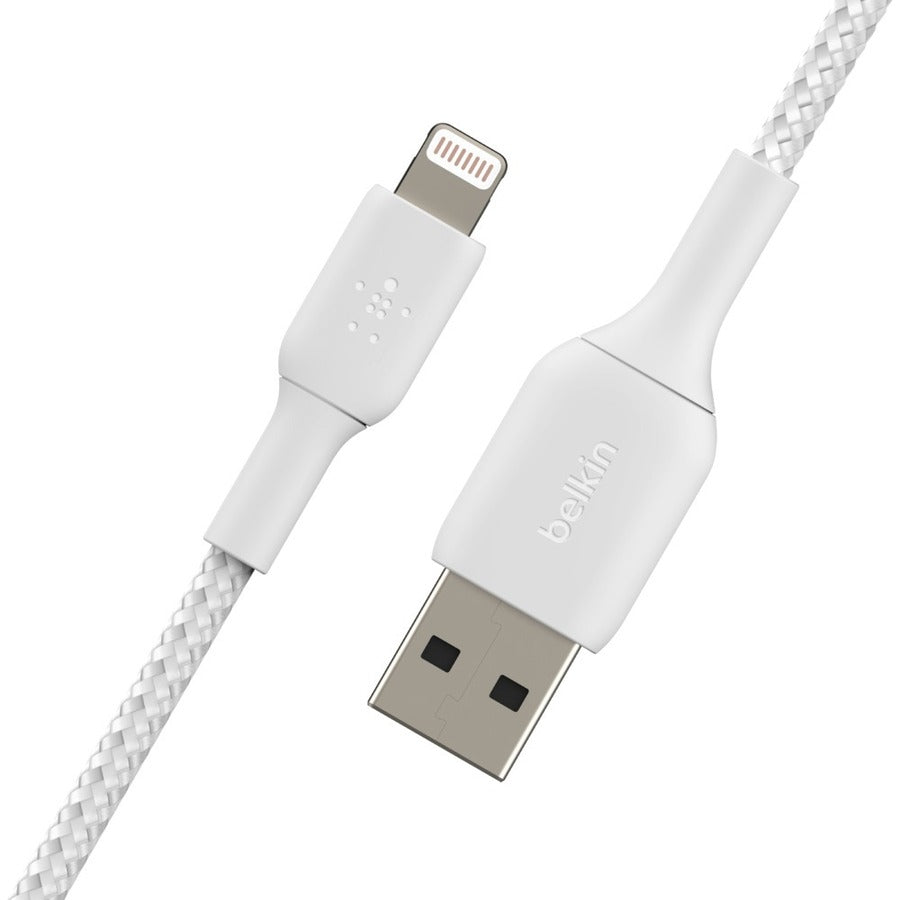 Belkin Braided Lightning to USB-A Cable (2m / 6.6ft, White) - CAA002bt2MWH