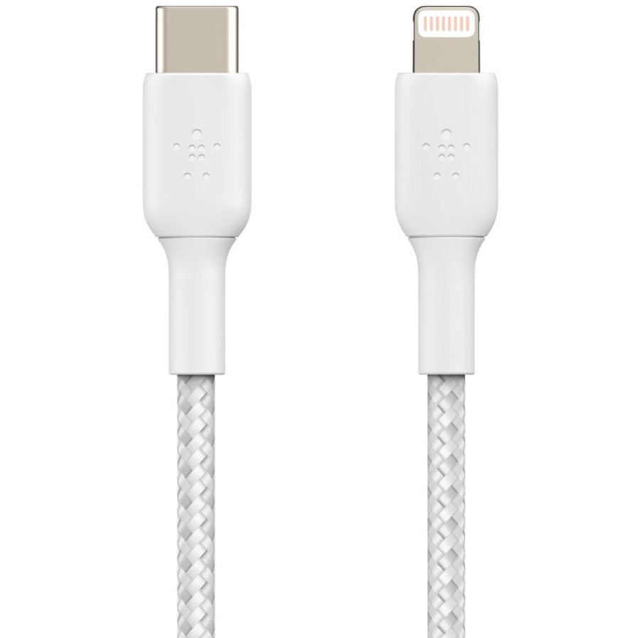 Belkin BoostCharge Braided USB-C to Lightning Cable (1 meter / 3.3 foot, White) - CAA004BT1MWH
