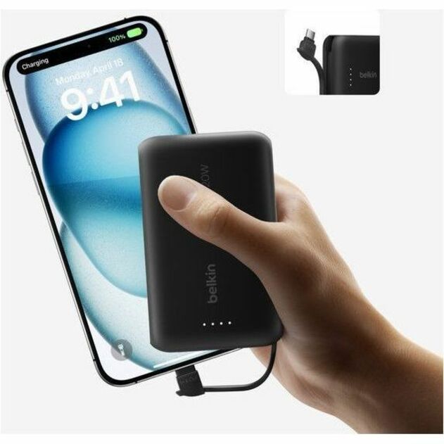 Belkin BoostCharge Power Bank 10K With Integrated Cable - BPB021fqBK