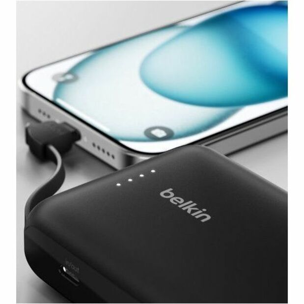 Belkin BoostCharge Power Bank 10K With Integrated Cable - BPB021fqBK