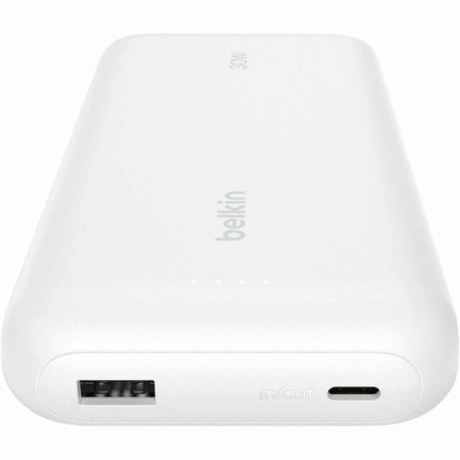 Belkin 30W 2-port Power Bank w/ Integrated USB-C Cable - 20K mAh - 1xUSB-A, 1xUSB-C - Portable Charger - White - BPB024fqWH