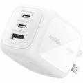 Belkin 70W GaN 3-Port USB Wall Charger - 1xUSB-A, 2xUSB-C - Foldable Prongs - Power Adapter - White - WCH018dqWH