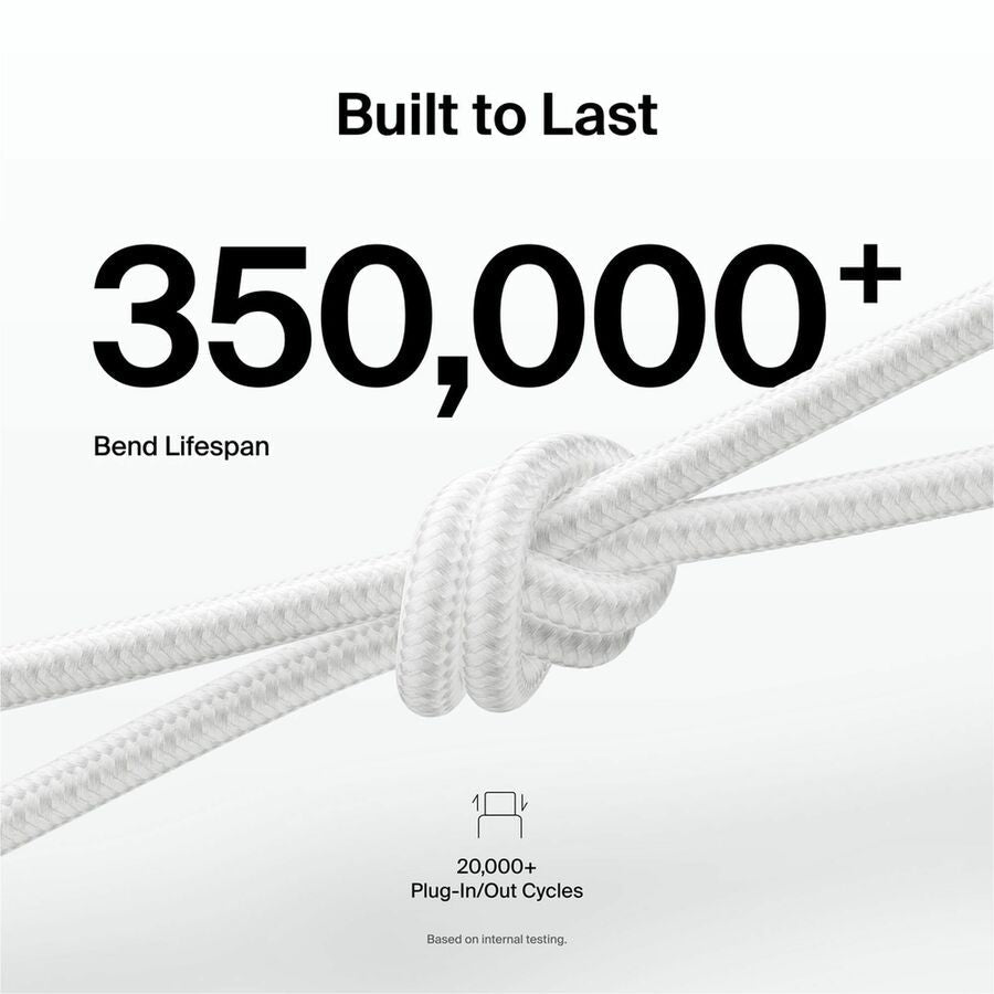 Belkin BoostCharge Pro USB-C Braided Cable with Lightning Connector, 3.3ft/1m, White - CAA022fq1MWH