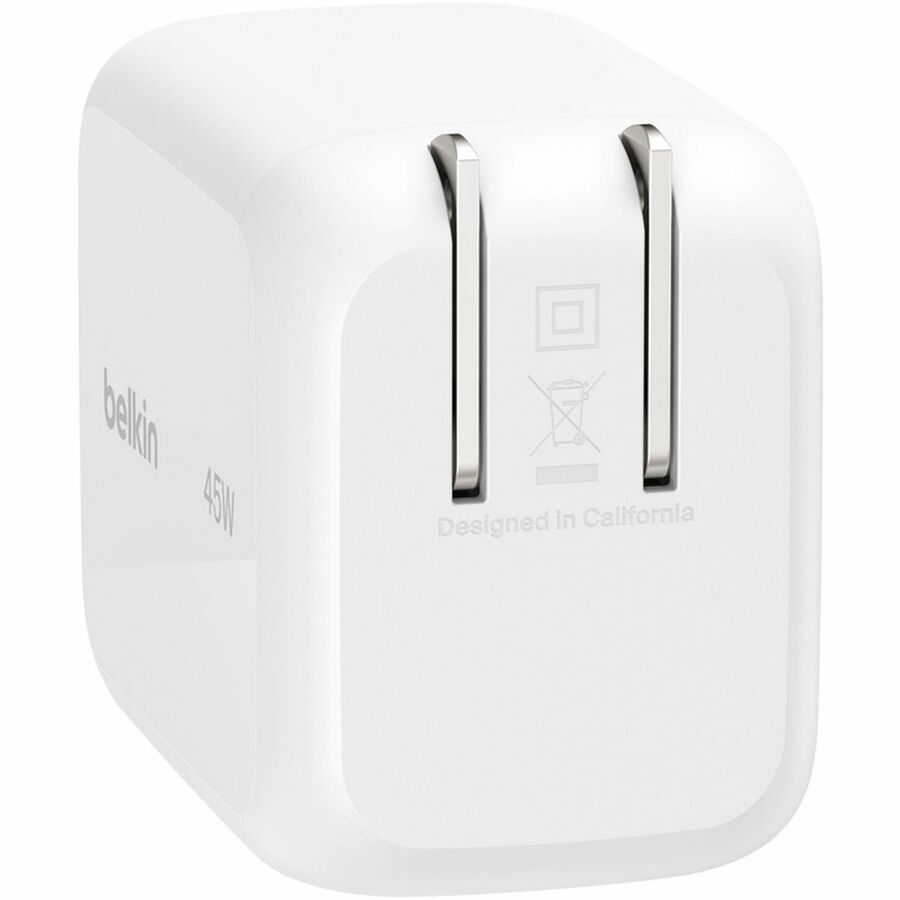 Belkin UltraCharge Retractable GaN Wall Charger 45W, White - WCH023dqWH