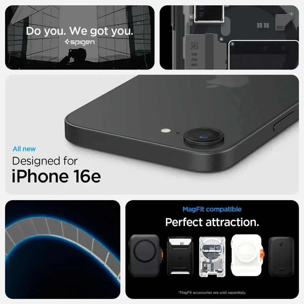 Spigen Ultra Hybrid MagFit Zero One MagSafe Case for iPhone 16e (2025) – Futuristic Transparent Tech Design