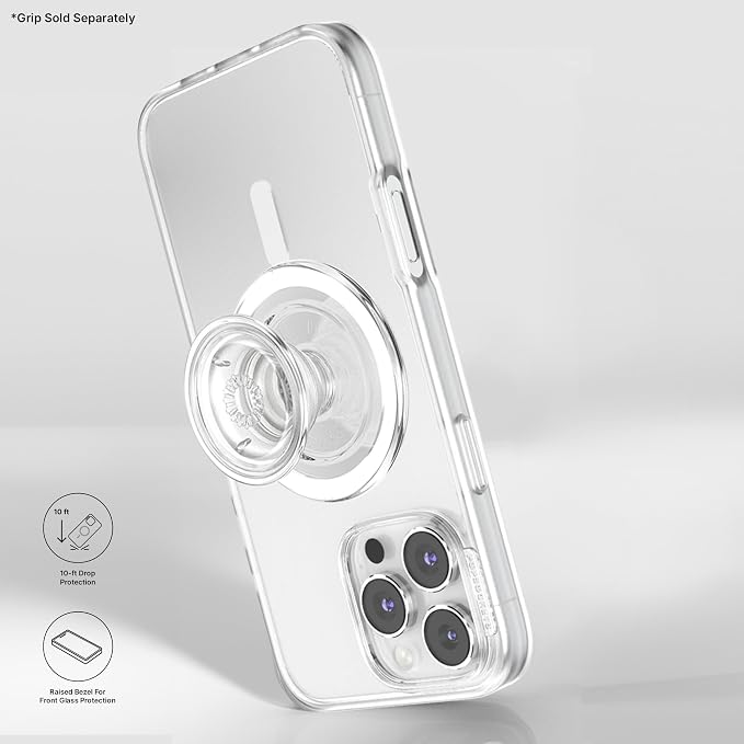 PopSockets iPhone 16 Pro Case Compatible with MagSafe, Phone Case for iPhone 16 Pro, Wireless Charging Compatible, Case Only - Clear