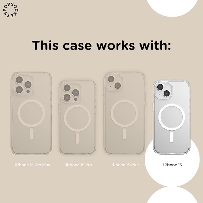 PopSockets iPhone 15 Phone Case with MagSafe, Wireless Charging Compatible, Bookish - Spooky Book Club