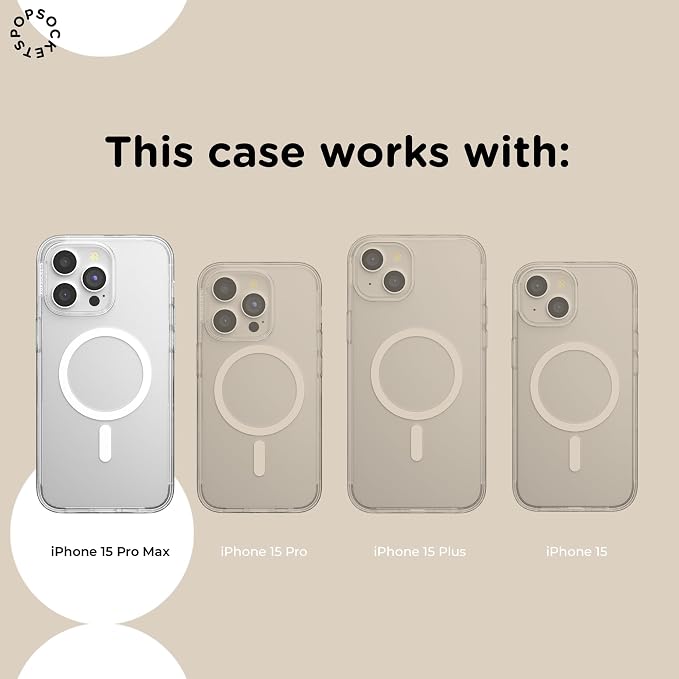 PopSockets iPhone 15 Pro Max Phone Case with MagSafe, Wireless Charging Compatible, Bookish - Spooky Book Club Clear