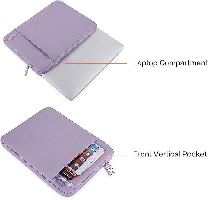 MOSISO Laptop Case 13.3 inch, 13-13.3 inch Laptop Sleeve Compatible with MacBook Air/Pro 13 / Pro 14, HP Dell ASUS Lenovo Notebook, Polyester Vertical Computer Sleeve Bag with Pocket, Purple