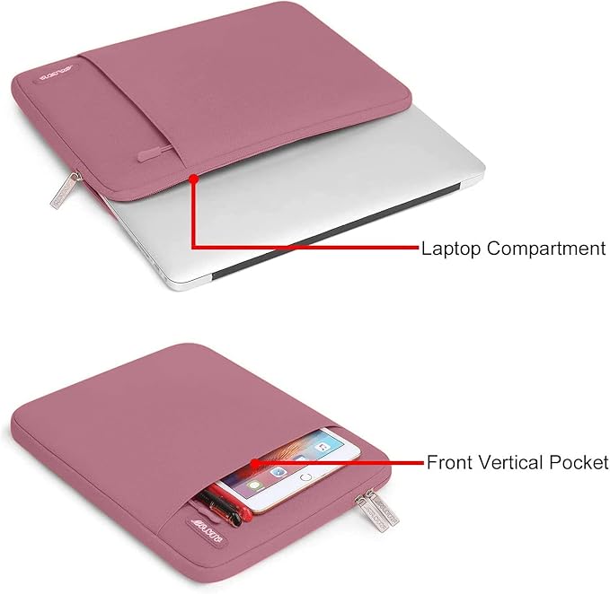 MOSISO Laptop Case 13 inch, 13 inch Laptop Sleeve Compatible with MacBook Air M4 M3 M2 M1 2025-2018 / Pro M2 M1 2025-2016, Polyester Vertical Computer Sleeve Bag with Pocket, Dusty Rose