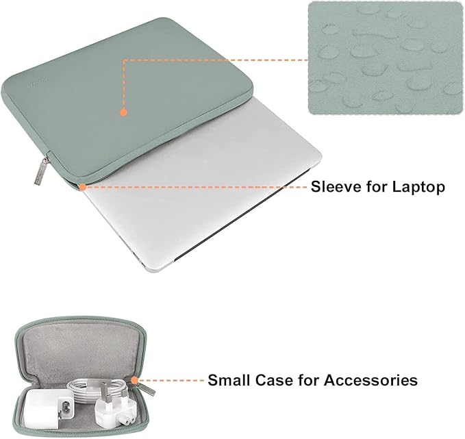 MOSISO Laptop Case 13 inch, 13 inch Laptop Sleeve Bag Compatible with MacBook Air 13 M4 M3 M2 M1 2025-2018 / Pro 13 M2 M1 2025-2016, Neoprene Computer Sleeve Bag with Small Case, Antique Green