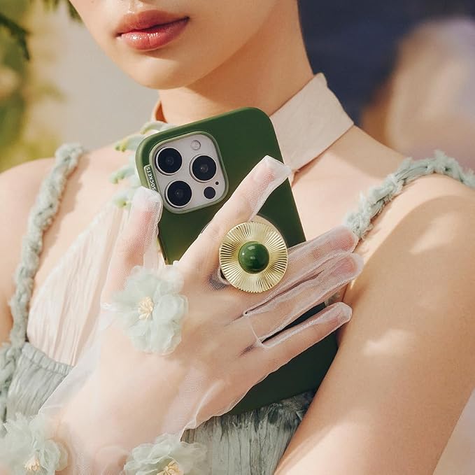 PopSockets iPhone 15 Pro Max Phone Case with MagSafe, Wireless Charging Compatible, Green - Olive