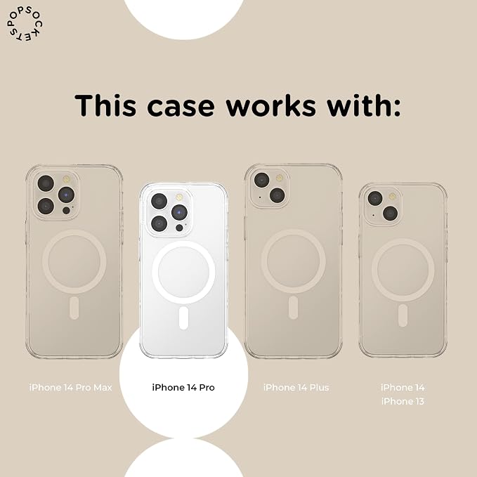 PopSockets iPhone 14 Pro Phone Case with MagSafe, Wireless Charging Compatible, Light Blue - Butterfly Pea Blue