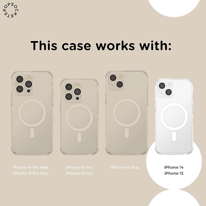 PopSockets iPhone 13 Phone Case with MagSafe, Wireless Charging Compatible, Disney - Boho Wildflowers Blue