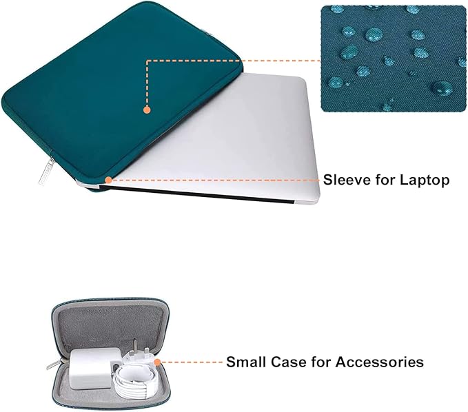 MOSISO Laptop Case 15 inch, 15 inch Laptop Sleeve Bag Compatible with MacBook Air 15 M4 A3241 M3 A3114 M2 A2941 2025 2024 2023, Dell XPS 15, Neoprene Computer Sleeve Bag with Small Case, Deep Teal