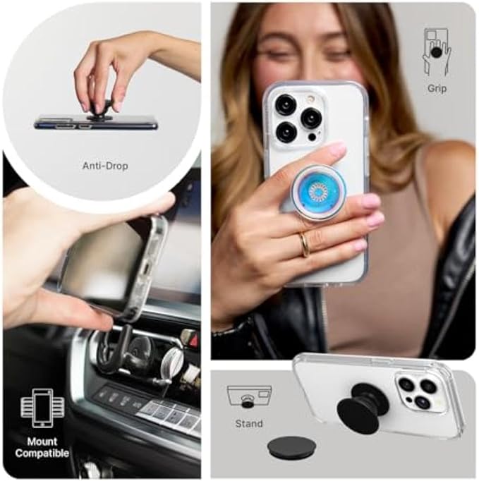 PopSockets iPhone 16 Pro Phone Case with MagSafe, Wireless Charging Compatible, Bookish - Mirror Starfall