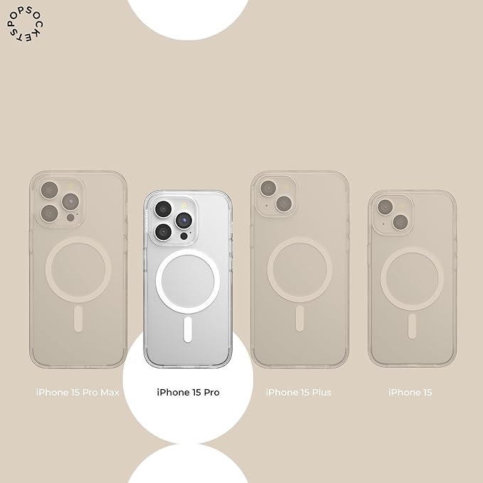 PopSockets iPhone 15 Pro Phone Case with MagSafe- Shimmer | Magnetic, Wireless Charging, Camera & Drop Protection, Rainbow, Colorful, iPad, Removable, Popper