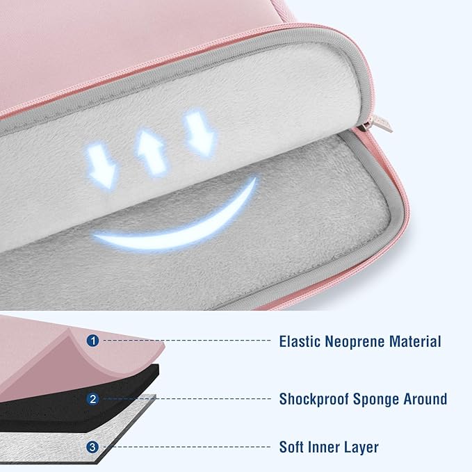 MOSISO Laptop Case 13 inch, 13 inch Laptop Sleeve Bag Compatible with MacBook Air 13 M4 M3 M2 M1 2025-2018 / Pro 13 M2 M1 2025-2016, Neoprene Computer Sleeve Bag with Small Case, Baby Pink