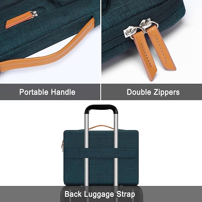 MOSISO 360 Protective Laptop Case 13 inch, 13 inch Laptop Sleeve Compatible with MacBook Air M4 M3 M2 M1 2025-2018/Pro M2 M1 2025-2016, Side Open Carrying Case with 4 Zipper Pockets&Handle, Teal Green