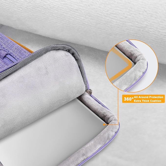 MOSISO 360 Protective Laptop Case 15 inch, 15 inch Laptop Sleeve Compatible with MacBook Air M4 M3 M2 2025 2024 2023, Dell XPS Plus, Side Open Carrying Case with 4 Zipper Pockets&Handle, Purple