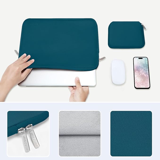 MOSISO Laptop Case 12.3 inch, 11.6-12.3 inch Laptop Sleeve Bag Compatible with MacBook Air 11.6, Acer HP Dell Lenovo Samsung ASUS, Surface Pro, Neoprene Computer Sleeve Bag with Small Case, Deep Teal