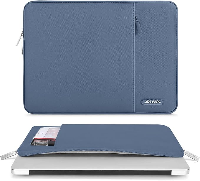 MOSISO Laptop Case 15 inch, 15 inch Laptop Sleeve Compatible with MacBook Air 15 M4 A3241 M3 A3114 M2 A2941 2025 2024 2023,Dell XPS 15,Polyester Vertical Computer Sleeve Bag with Pocket, Steel Blue