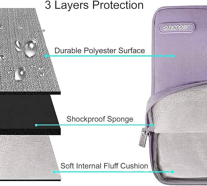 MOSISO Laptop Case 13.3 inch, 13-13.3 inch Laptop Sleeve Compatible with MacBook Air/Pro 13 / Pro 14, HP Dell ASUS Lenovo Notebook, Polyester Vertical Computer Sleeve Bag with Pocket, Purple
