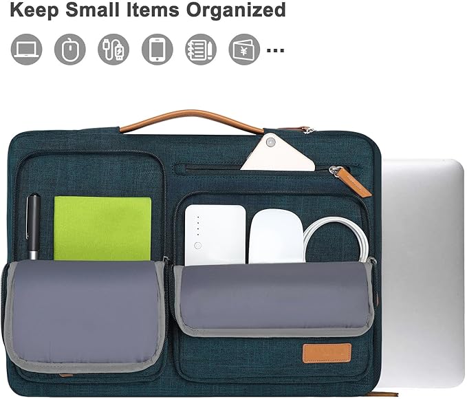 MOSISO 360 Protective Laptop Case 13.3 inch, 13-13.3 inch Laptop Sleeve Compatible with MacBook Air/Pro 13 / Pro 14,HP Dell Acer ASUS,Side Open Carrying Case with 4 Zipper Pockets&Handle, Teal Green