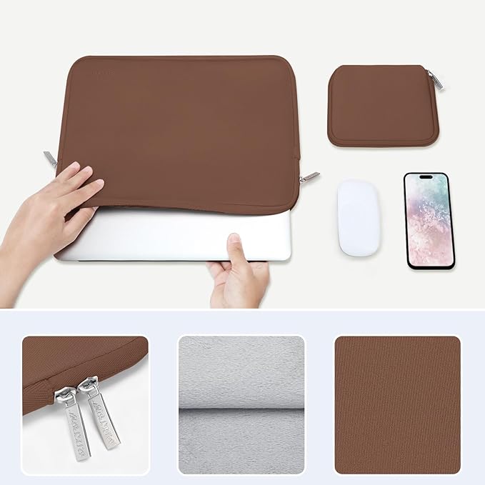 MOSISO Laptop Case 13 inch, 13 inch Laptop Sleeve Bag Compatible with MacBook Air 13 M4 M3 M2 M1 2025-2018 / Pro 13 M2 M1 2025-2016, Neoprene Computer Sleeve Bag with Small Case, Caramel Brown