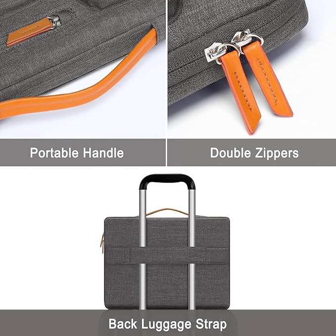 MOSISO 360 Protective Laptop Case 13 inch, 13 inch Laptop Sleeve Compatible with MacBook Air M4 M3 M2 M1 2025-2018/Pro M2 M1 2025-2016, Side Open Carrying Case with 4 Zipper Pockets&Handle, Taupe Gray