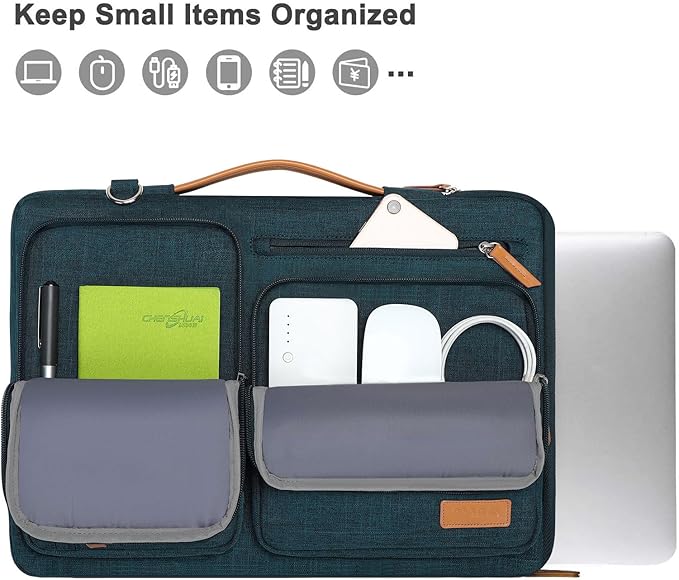 MOSISO 360 Protective Laptop Shoulder Bag,17-17.3 inch Computer Bag Compatible with MacBook, HP, Dell, Lenovo, Asus Notebook,Side Open Messenger Bag with 4 Zipper Pockets&Handle, Teal Green