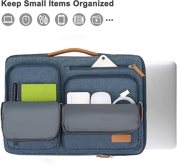 MOSISO 360 Protective Laptop Case 13 inch, 13 inch Laptop Sleeve Compatible with MacBook Air M4 M3 M2 M1 2025-2018/Pro M2 M1 2025-2016, Side Open Carrying Case with 4 Zipper Pockets&Handle, Haze Blue