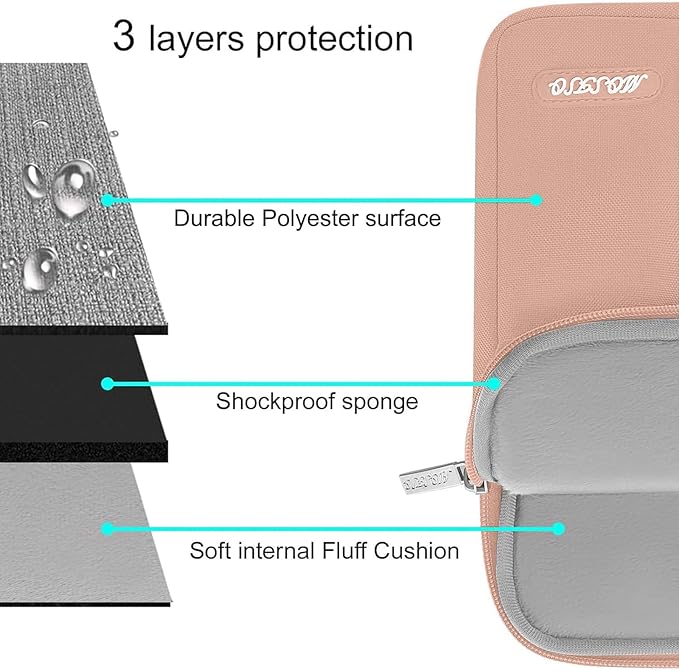 MOSISO Laptop Case 13 inch, 13 inch Laptop Sleeve Compatible with MacBook Air M4 M3 M2 M1 2025-2018 / Pro M2 M1 2025-2016, Polyester Vertical Computer Sleeve Bag with Pocket, Salmon Pink