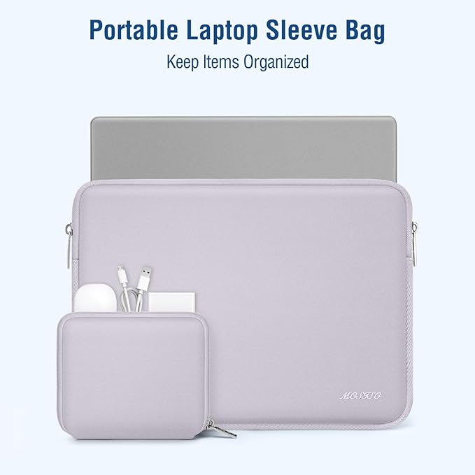 MOSISO Laptop Case 13.3 inch, 13-13.3 inch Laptop Sleeve Bag Compatible with MacBook Air/Pro 13/Pro 14 M5 M4 M3 M2 M1, HP Dell ASUS Lenovo, Neoprene Computer Sleeve Bag with Small Case, Dusty Lilac