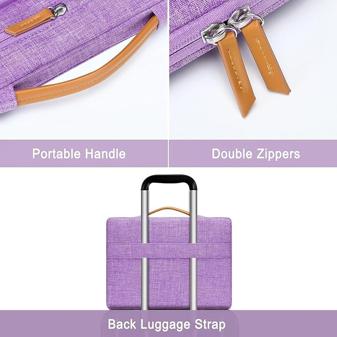 MOSISO 360 Protective Laptop Case 15 inch, 15 inch Laptop Sleeve Compatible with MacBook Air M4 M3 M2 2025 2024 2023, Dell XPS Plus, Side Open Carrying Case with 4 Zipper Pockets&Handle, Lilac