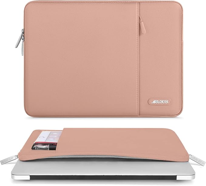MOSISO Laptop Case 15 inch, 15 inch Laptop Sleeve Compatible with MacBook Air 15 M4 A3241 M3 A3114 M2 A2941 2025 2024 2023,Dell XPS 15,Polyester Vertical Computer Sleeve Bag with Pocket, Salmon Pink