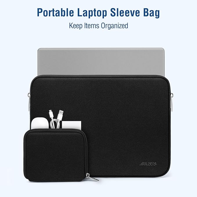 MOSISO Laptop Case 12.3 inch, 11.6-12.3 inch Laptop Sleeve Bag Compatible with MacBook Air 11.6, Acer HP Dell Lenovo Samsung ASUS, Surface Pro, Neoprene Computer Sleeve Bag with Small Case, Black