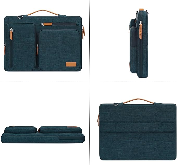 MOSISO 360 Protective Laptop Shoulder Bag,17-17.3 inch Computer Bag Compatible with MacBook, HP, Dell, Lenovo, Asus Notebook,Side Open Messenger Bag with 4 Zipper Pockets&Handle, Teal Green