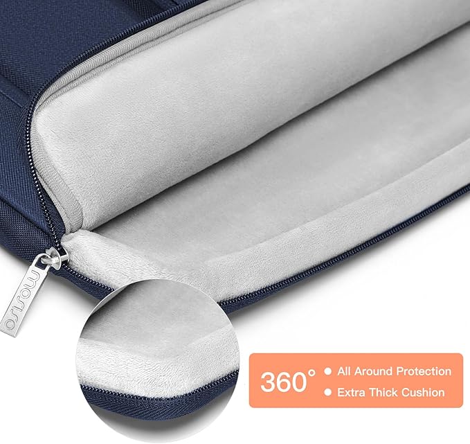 MOSISO 360 Protective Laptop Case 13.3 inch, 13-13.3 inch Laptop Sleeve Compatible with MacBook Air/Pro 13 / Pro 14, HP Dell ASUS Lenovo, Side Open Bag with 2 Raised&1 Flapover Pockets, Navy Blue