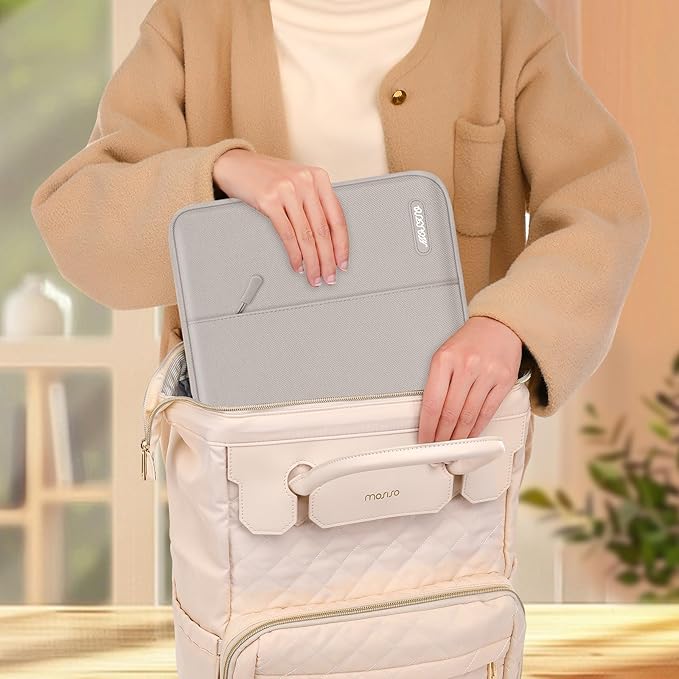MOSISO Laptop Case 15 inch, 15 inch Laptop Sleeve Compatible with MacBook Air 15 M4 A3241 M3 A3114 M2 A2941 2025 2024 2023,Dell XPS 15,Polyester Vertical Computer Sleeve Bag with Pocket, Stone Gray