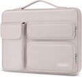 MOSISO 360 Protective Laptop Case 15 inch, Laptop Sleeve Compatible with MacBook Air 15 M4 A3241 M3 A3114 M2 A2941 2025-2023, Dell XPS 15, Side Open Bag with 2 Raised&1 Flapover Pockets, Stone Gray