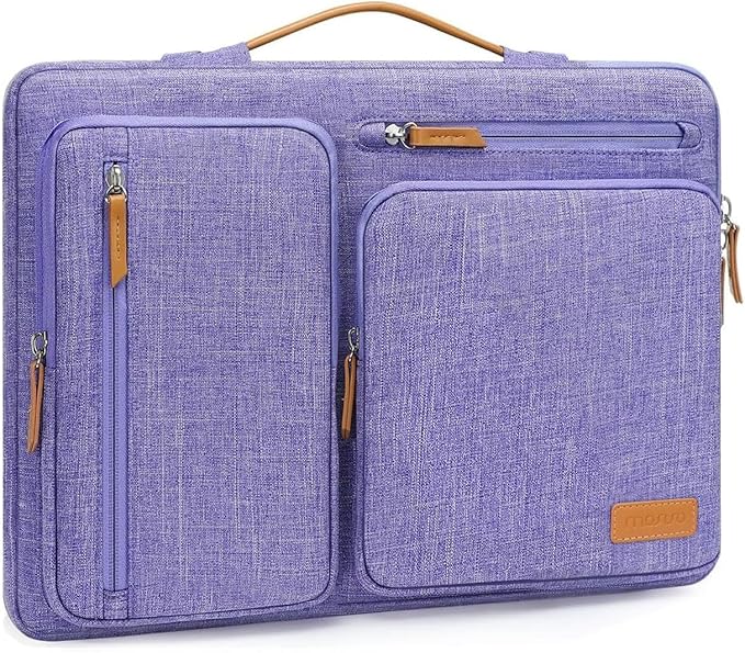 MOSISO 360 Protective Laptop Case 15 inch, 15 inch Laptop Sleeve Compatible with MacBook Air M4 M3 M2 2025 2024 2023, Dell XPS Plus, Side Open Carrying Case with 4 Zipper Pockets&Handle, Purple