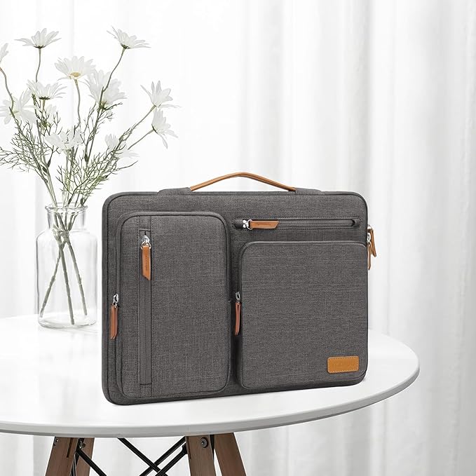 MOSISO 360 Protective Laptop Case 15 inch, 15 inch Laptop Sleeve Compatible with MacBook Air M4 M3 M2 2025 2024 2023, Dell XPS Plus, Side Open Carrying Case with 4 Zipper Pockets&Handle, Taupe Gray
