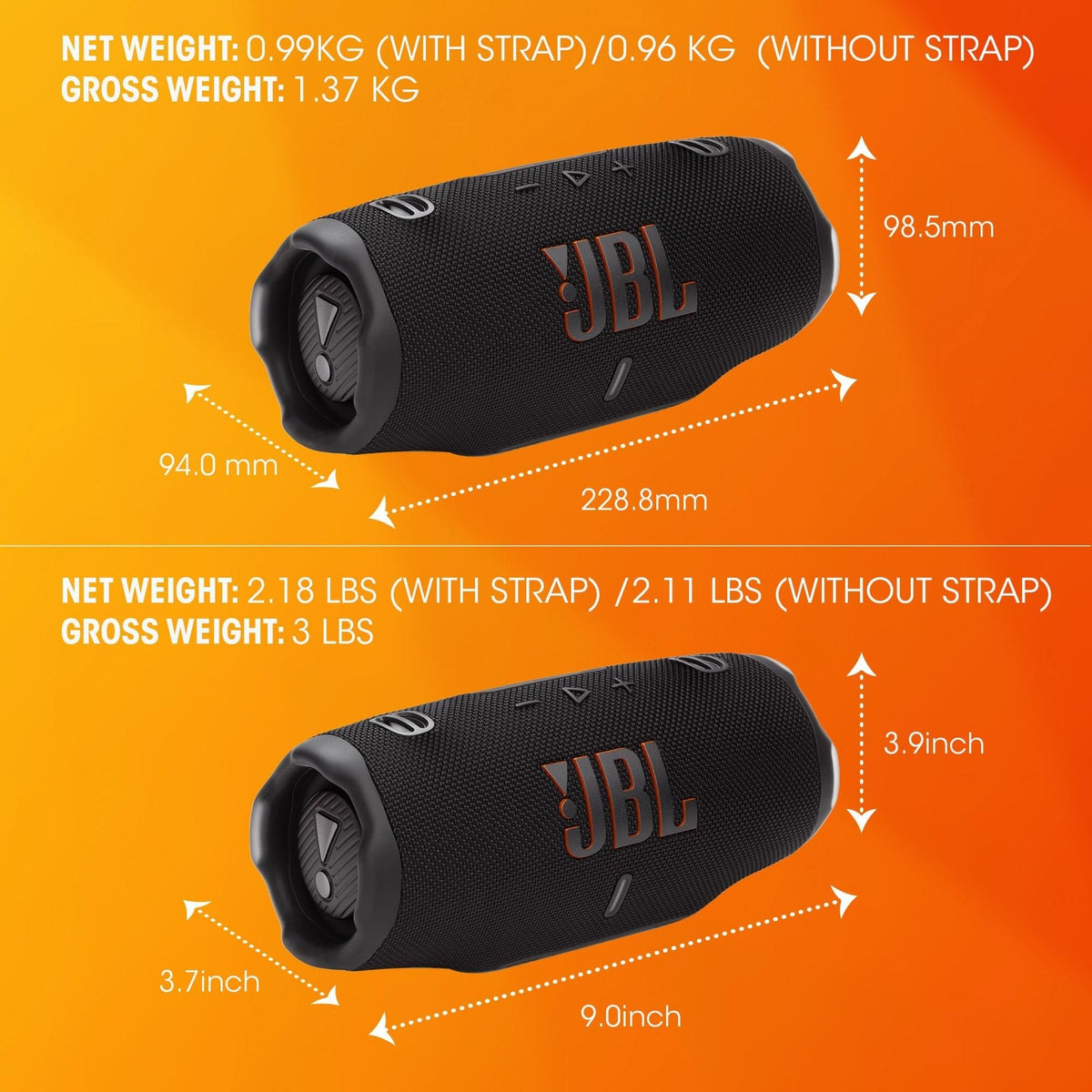 JBL Charge 6 - Portable Waterproof & Drop-Proof Bluetooth Speaker (Black)