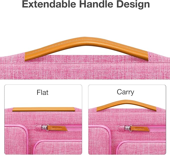 MOSISO 360 Protective Laptop Case 13.3 inch, 13-13.3 inch Laptop Sleeve Compatible with MacBook Air/Pro 13 / Pro 14,HP Dell Acer ASUS,Side Open Carrying Case with 4 Zipper Pockets&Handle, Rose Red
