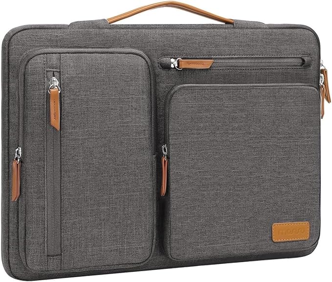 MOSISO 360 Protective Laptop Case 14 inch, 14 inch Laptop Sleeve Compatible with HP Lenovo Dell ASUS Acer, HP, Dell Latitude, Lenovo, Side Open Carrying Case with 4 Zipper Pockets&Handle, Taupe Gray
