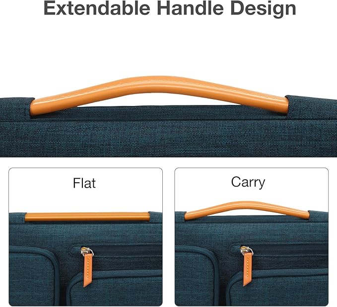 MOSISO 360 Protective Laptop Case 15 inch, 15 inch Laptop Sleeve Compatible with MacBook Air M4 M3 M2 2025 2024 2023, Dell XPS Plus, Side Open Carrying Case with 4 Zipper Pockets&Handle, Teal Green