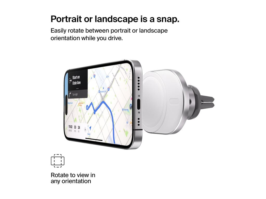 Belkin - Car wireless charging holder - magnetic with Qi2 + car power adapter - 15 Watt - Fast Charge - gray WIC008BTGR-V2