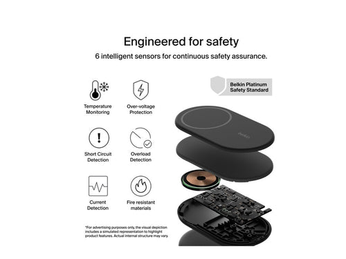 Belkin - Wireless charging stand - magnetic, foldable, with Qi2 + AC power adapter - 15 Watt - Fast Charge - black WIZ028TTBK