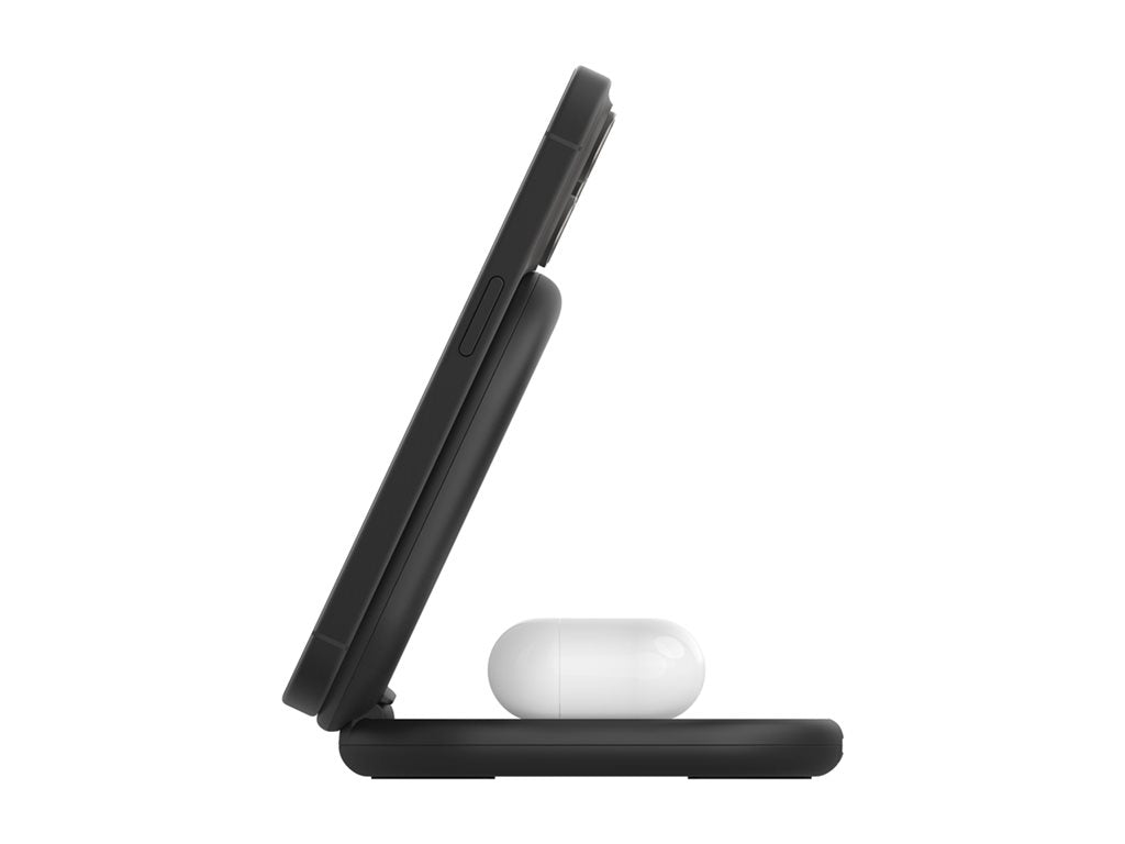 Belkin - Wireless charging stand - magnetic, foldable, with Qi2 + AC power adapter - 15 Watt - Fast Charge - black WIZ028TTBK